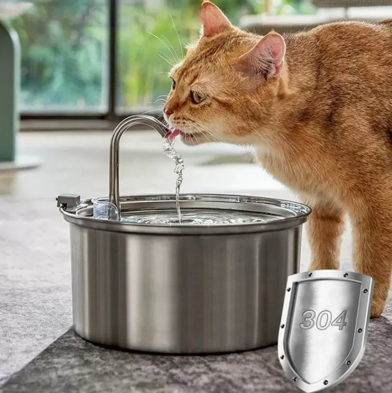 Automatische Wasserquelle aus Edelstahl für mehrere Katzen und Hunde