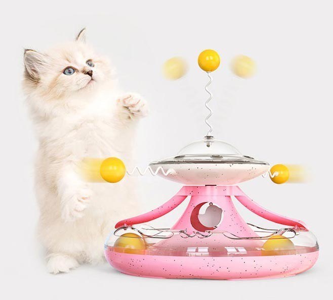 Nachhaltiges Katzen-Spielzeug Interaktives Drehtablet Katzen-Stick für körperliche Bewegung und Leckage von Lebensmitteln