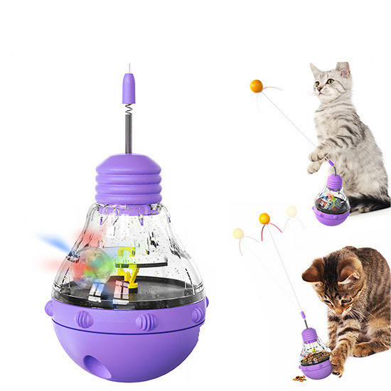 Multifunktionales Katzen-Spielzeug Drehstange Lichtkugel und langsame Fütterung für Innenkatzen