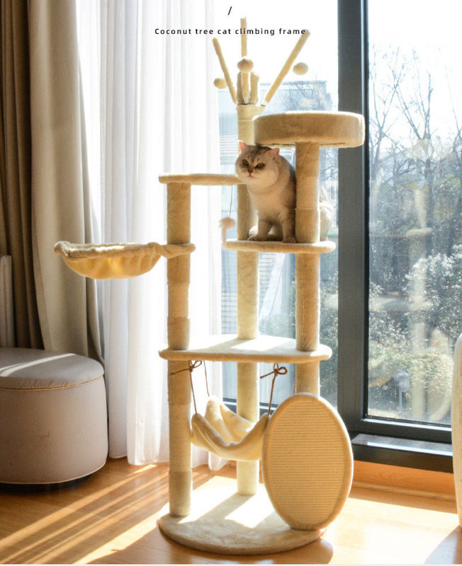 Vorteilhaftes Holz Moderne Katze Sisal Scratcher Mehrstufige Katze Kletterrahmen und Hängematte