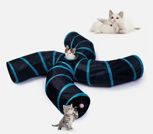 Kundenspezifische Dienstleistung zur Verfügung gestellt 4 Weg Katzen Tunnel Bett Pop-up klappbare Tier Tube Spielzeug