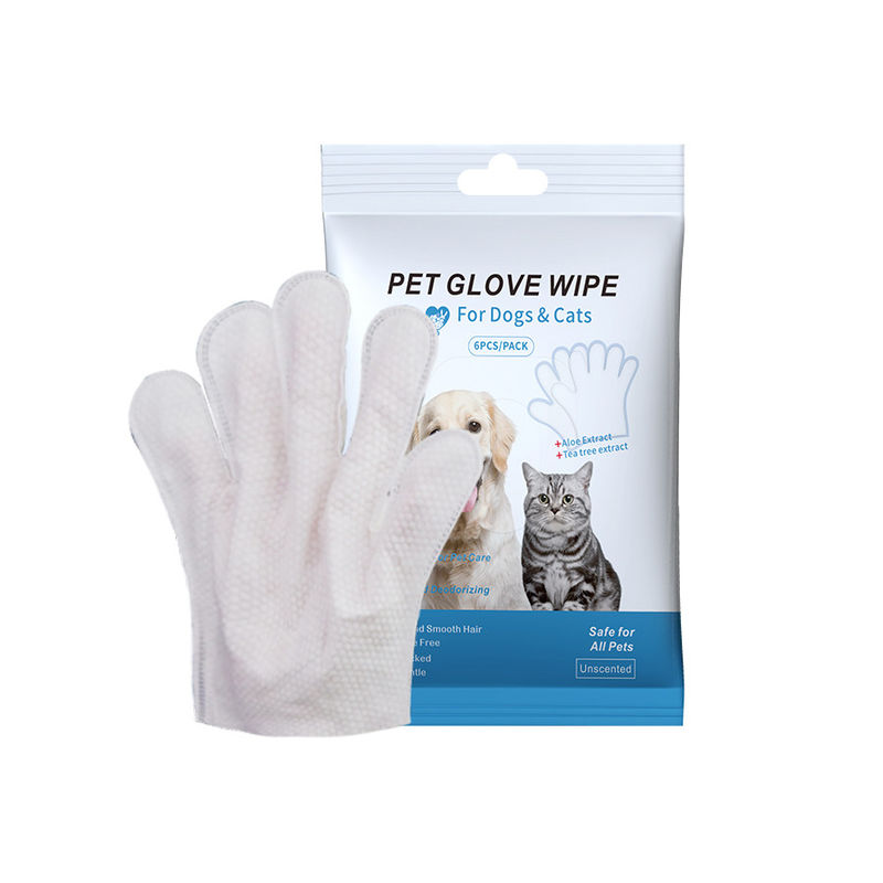 Personalisiertes Logo akzeptabel 6PCS Pack Pet Reinigungshandschuhe für PET Pflege Nasstücher