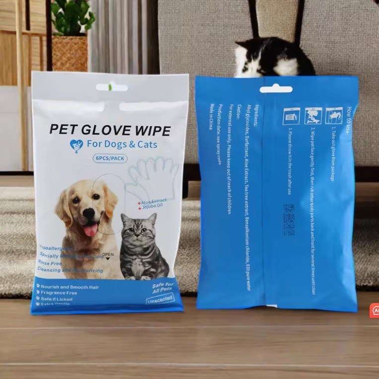 Saubere Funktion Weiße biologisch abbaubare Pflegehandschuhe für Haustiere für den Alltag von Katzen und Hunden